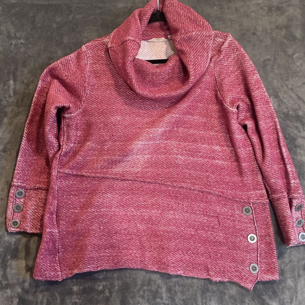 Soft Surroundings Cowl Neck Women's 1X Cranberry Pink-Red Tunic Knit Shirt